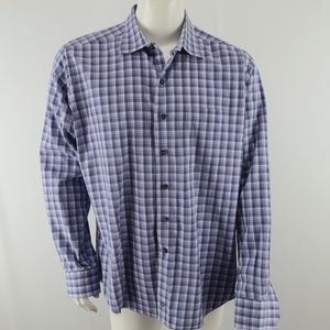 David Donahue Button‎ Up Shirt Mens XL Purple Gray Cotton